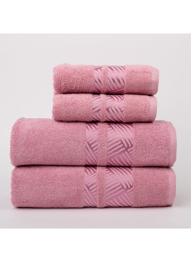 Towel 4 Piece Bathroom  Set - TRACK - 500 GSM - 100% Cotton Terry - Jacquard Border- 2 Bath  70X140 cm & 2 Hand  50x90 cm- Luxury Touch - Extra Absorbent-Pink - pzsku/Z8C59BD0EF156DB95B594Z/45/_/1718005528/cbc8cfab-041b-4f55-85eb-e125bd3c22fc