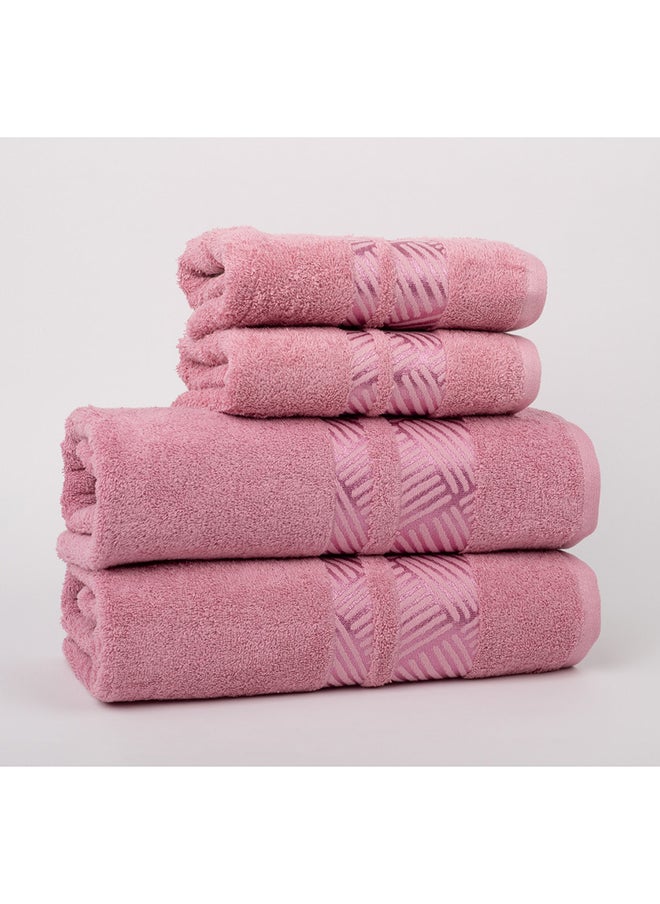 Towel 4 Piece Bathroom  Set - TRACK - 500 GSM - 100% Cotton Terry - Jacquard Border- 2 Bath  70X140 cm & 2 Hand  50x90 cm- Luxury Touch - Extra Absorbent-Pink - pzsku/Z8C59BD0EF156DB95B594Z/45/_/1718005530/f3923611-c2fc-44e5-9736-e615044dfebc