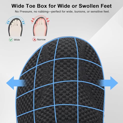 JOINFREE Diabetic Wide Walking Shoes for Women & Men with Adjustable Upper, Zero Drop Non Slip Casual Sneakers Comfortable for Swollen Feet, Edema, Arthritis & Elderly Black Size Women 11/Men 9.5 - Image 5