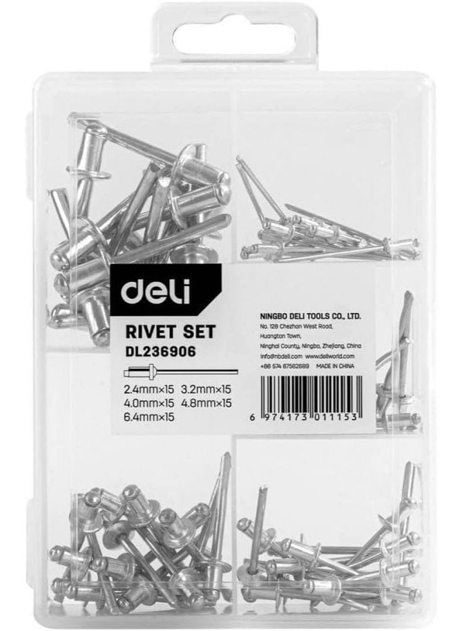 Deli 5-in-1 Rivet Set - Rivets Box with Multiple Sizes for Professional and DIY Fastening Projects in UAE - Image 2