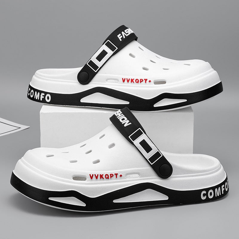 Mens Summer EVA Sandals Breathable Lightweight white and black 