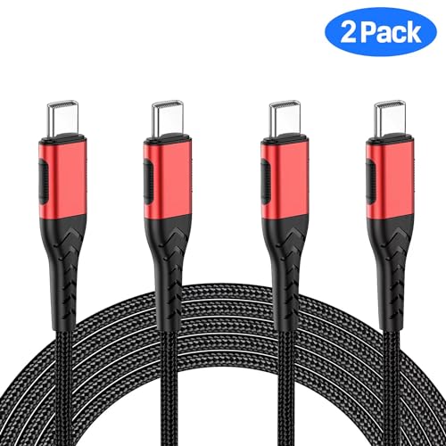 Durcord USB C to USB C Cable, 2Pack 60W 10ft USB C Charger Cable Fast Charging for Android/Phone/Pad, Type C to Type C Charger Braided Compatible with iPhone 15 Pro/Plus/Max/Android/Phone/Pad Red - Image 2