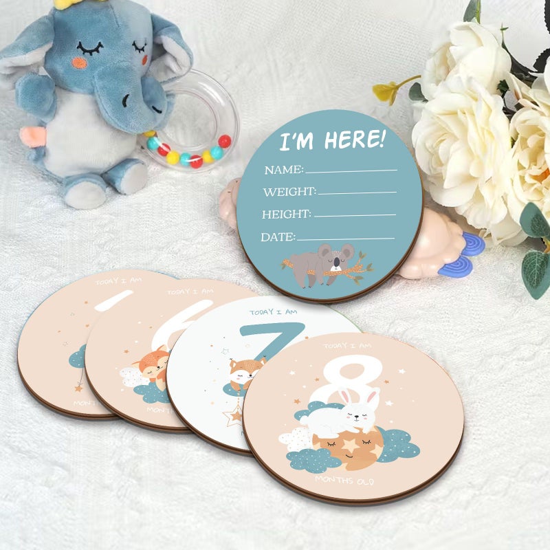 16 Pcs Monthly Milestones Morandi Colored Animal Figures Wooden Growth Record Keepsake For New Parents Grandparents Home Decor - Image 5