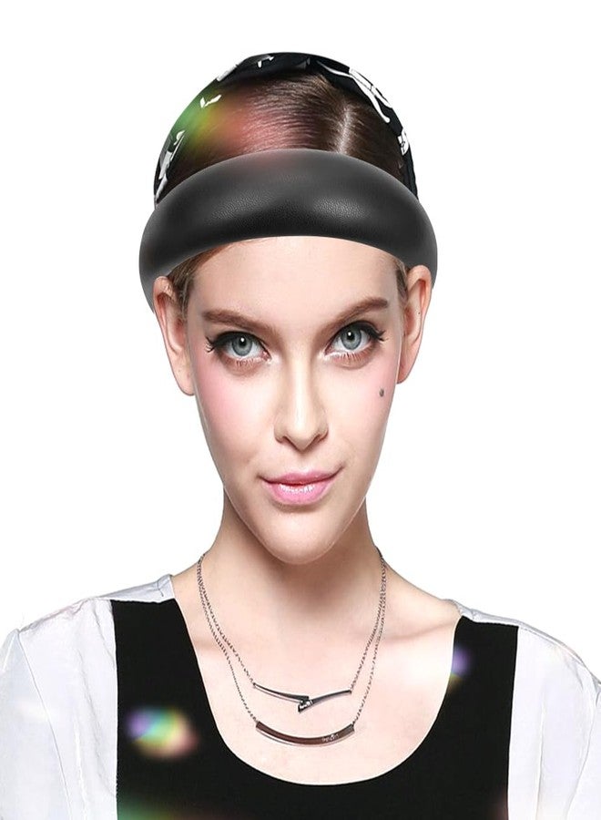 Cutewing Black Wide Headband for Women Soft Leather Padded Headband Fashion Dressy Head Band High Elastic Comfortable Hairband Hair Accessories for Womens Hair - Image 5