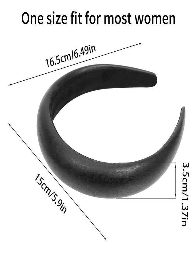 Cutewing Black Wide Headband for Women Soft Leather Padded Headband Fashion Dressy Head Band High Elastic Comfortable Hairband Hair Accessories for Womens Hair - Image 4