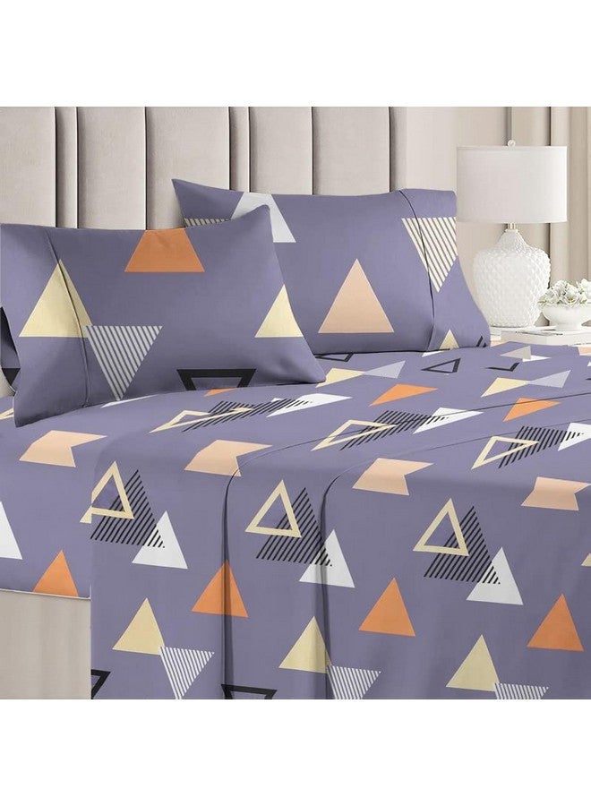 BSB HOME BSB HOME Premium Double Bedsheet with 2 Pillow Covers - 160 TC Supersoft Microfiber - Breathable & Wrinkle Free - 3 Pcs Set | Grey and Orange  - Image 1