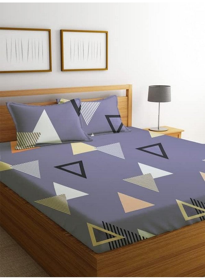 BSB HOME BSB HOME Premium Double Bedsheet with 2 Pillow Covers - 160 TC Supersoft Microfiber - Breathable & Wrinkle Free - 3 Pcs Set | Grey and Orange  - Image 4