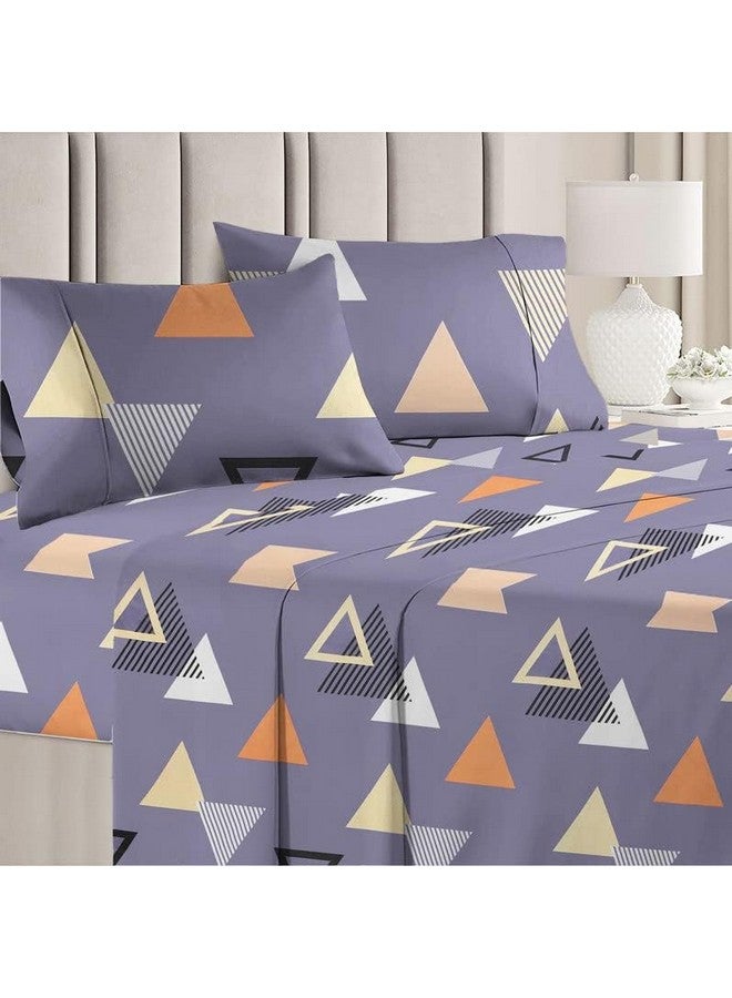 BSB HOME BSB HOME Premium Double Bedsheet with 2 Pillow Covers - 160 TC Supersoft Microfiber - Breathable & Wrinkle Free - 3 Pcs Set | Grey and Orange  - Image 2