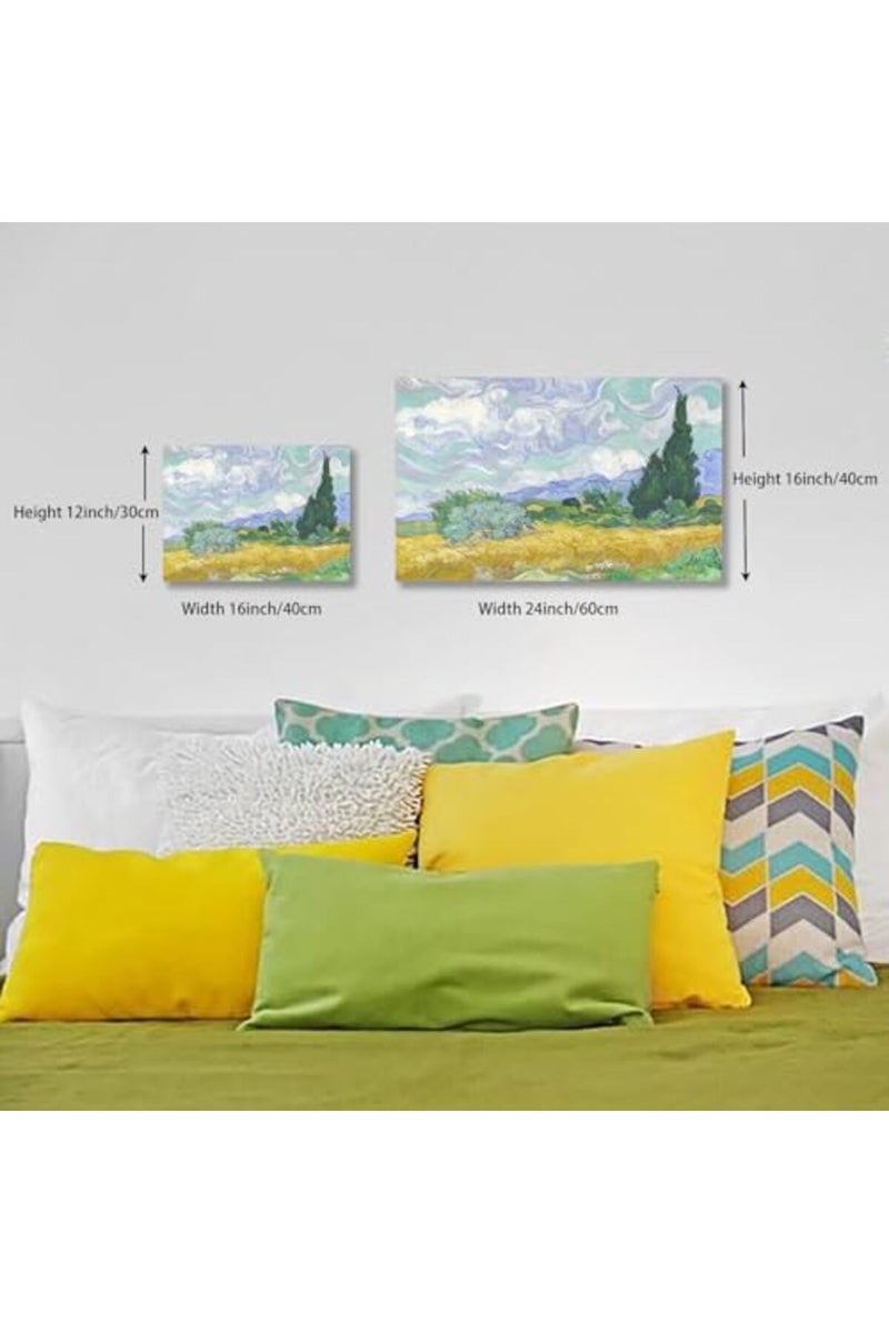 HYFBH Wheatfield with Cypresses by Vincent Van Gogh Famous Oil Paintings Reproduction Classic Canvas Prints Wall Art Pictures for Home Office Decorations Van Gogh Poster 12x16inch - Image 2