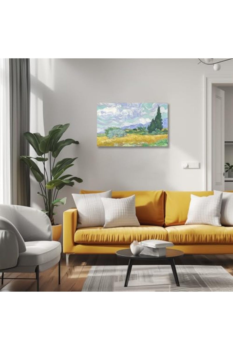 HYFBH Wheatfield with Cypresses by Vincent Van Gogh Famous Oil Paintings Reproduction Classic Canvas Prints Wall Art Pictures for Home Office Decorations Van Gogh Poster 12x16inch - Image 4