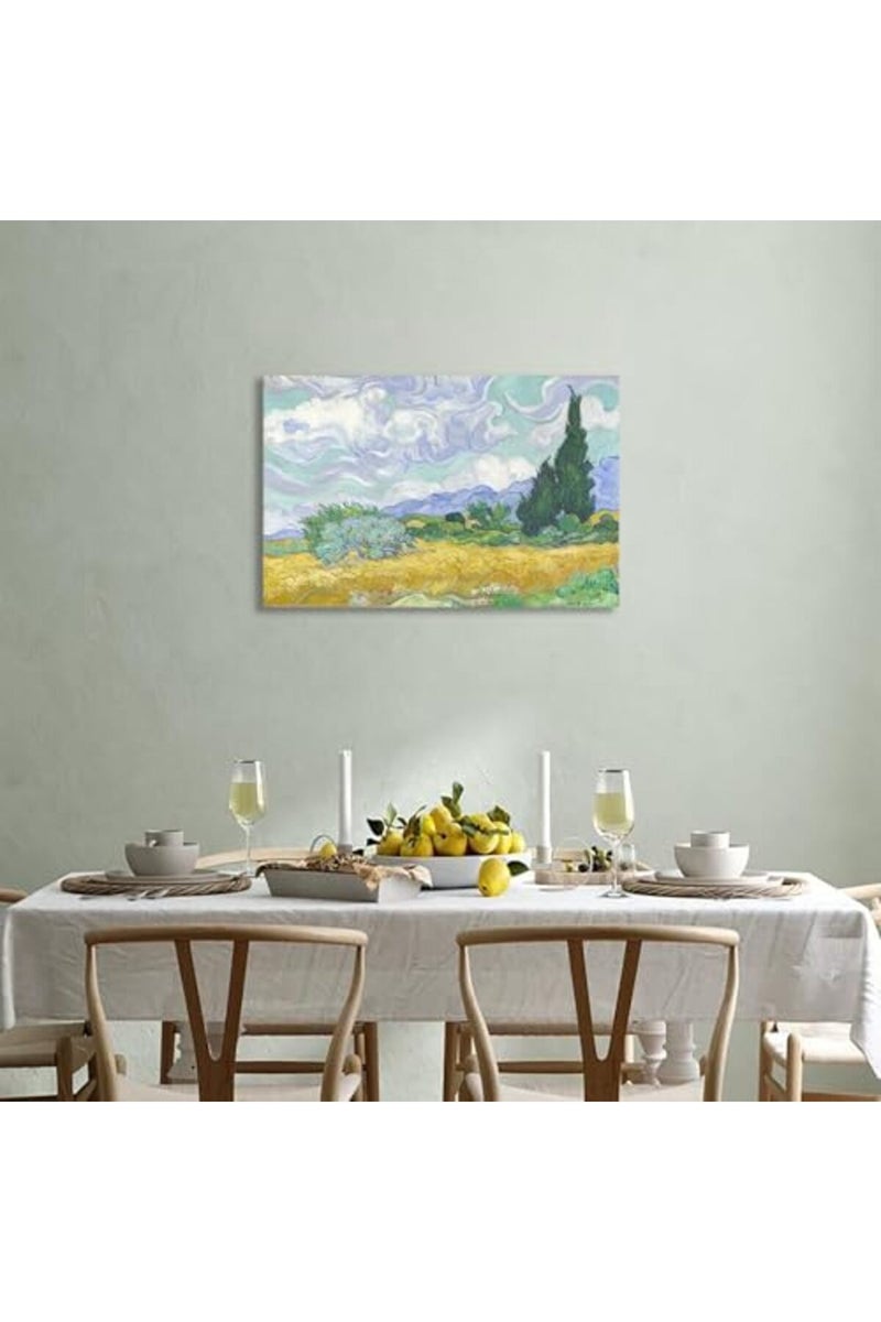 HYFBH Wheatfield with Cypresses by Vincent Van Gogh Famous Oil Paintings Reproduction Classic Canvas Prints Wall Art Pictures for Home Office Decorations Van Gogh Poster 12x16inch - Image 3