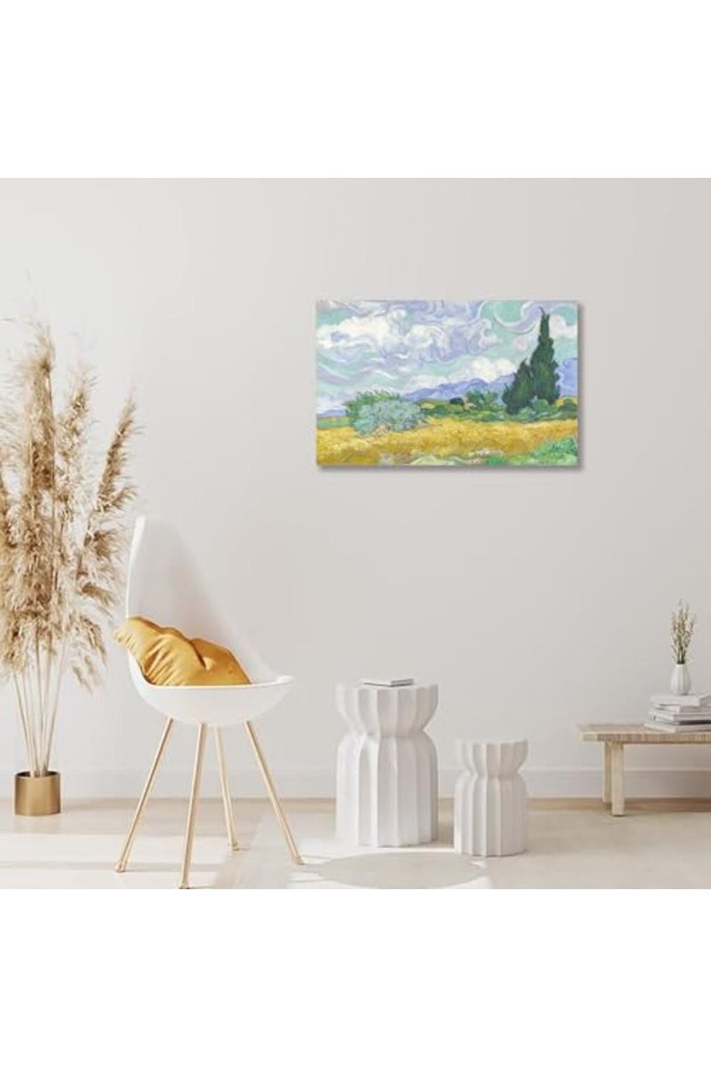 HYFBH Wheatfield with Cypresses by Vincent Van Gogh Famous Oil Paintings Reproduction Classic Canvas Prints Wall Art Pictures for Home Office Decorations Van Gogh Poster 12x16inch - Image 5