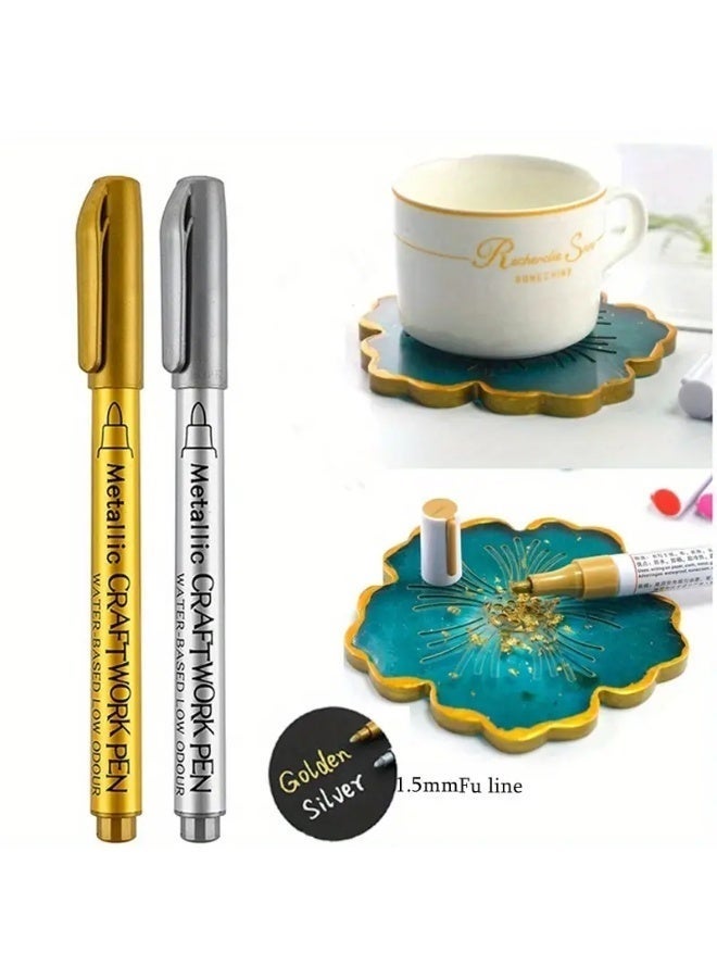 Ayshal 12pcs Metallic Gold & Silver Paint Marker Pens – Permanent, Waterproof, Non-Toxic Ink for DIY Crafts, Resin Art, Scrapbooking, Black Card Drawing, Easter & Christmas Decorations | Works on Wood, Glass, Metal, Plastic & Ceramic - Image 3