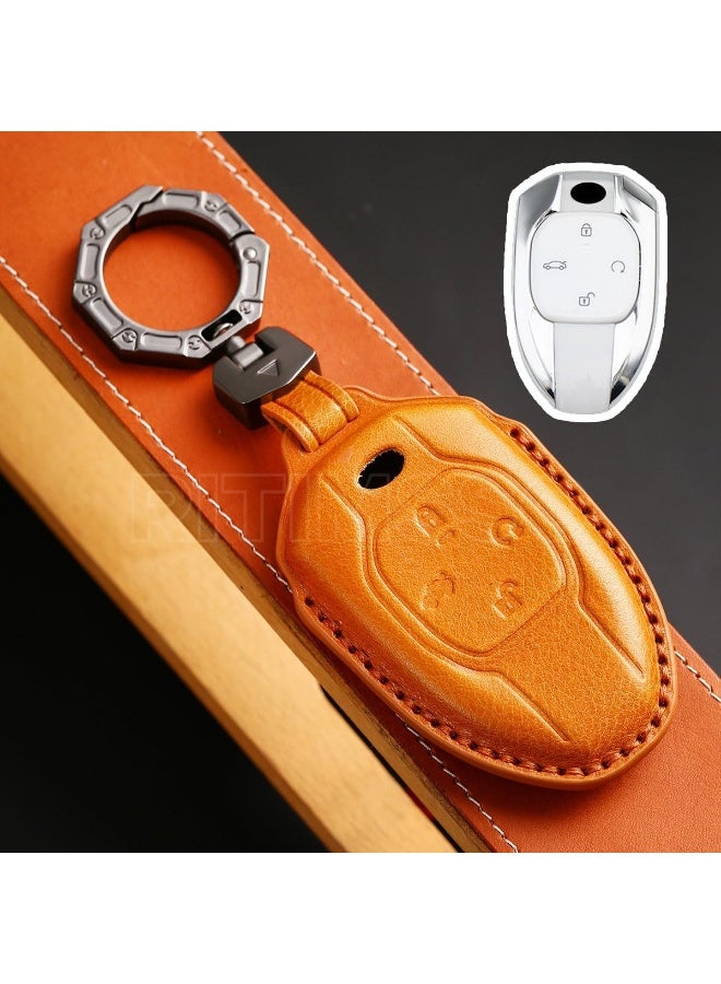 NOSKIN Leather Car Remote Key Case Cover Shell Fit for Trumpchi GAC 2021 EMPOWs J11 J12 J13 J14 J15 J16 GS8 Protector Keychain Accessories (Blue) - Image 3