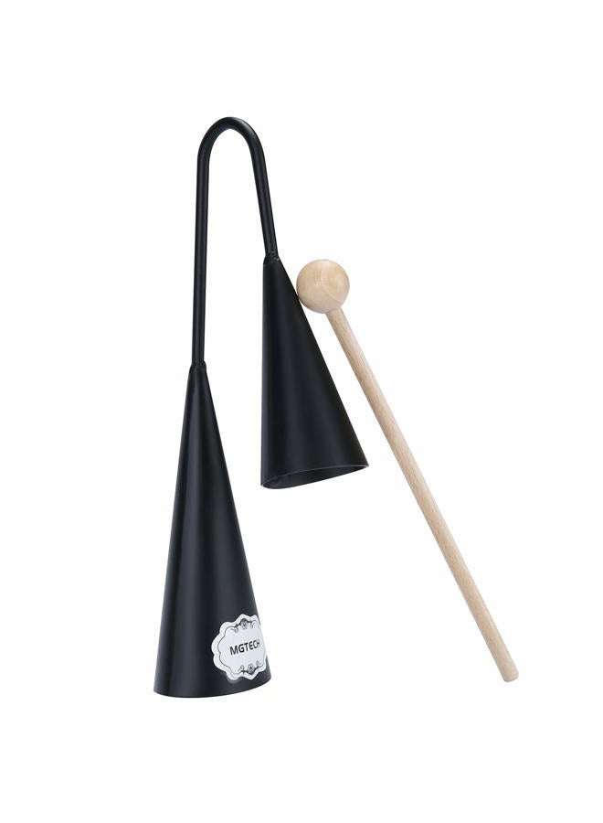 MgTech Agogo Bell, Two Tone, Traditional Samba Percussion Instrument with Wooden Stick - Image 2