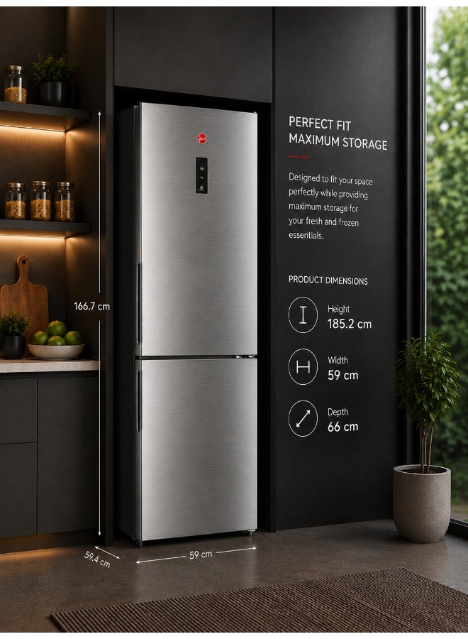 HOOVER 2-Door Refrigerator, 414L, No Frost, Inverter Compressor, Multi Air Flow, Chiller Compartment, Twist Ice Maker, LED Light, Door Display, 1 Year Manufacturer, INox Finish - HBR-K414-S HBR-K414-S Inox - Image 2