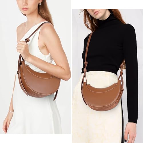 Juoxeepy Faux Leather Saddle Bag for Women Shoulder Bag Crescent Purse Trendy Crossbody Purse Hobo Handbag - Image 3
