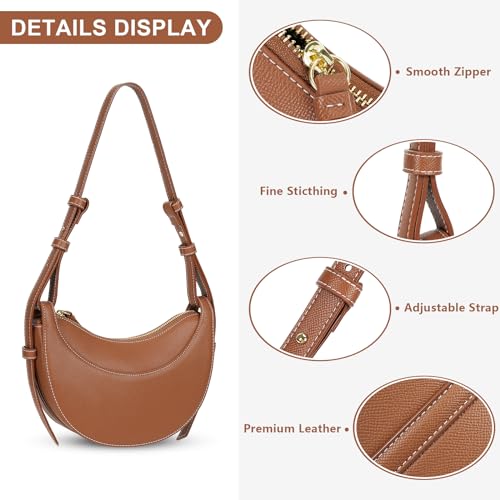 Juoxeepy Faux Leather Saddle Bag for Women Shoulder Bag Crescent Purse Trendy Crossbody Purse Hobo Handbag - Image 5