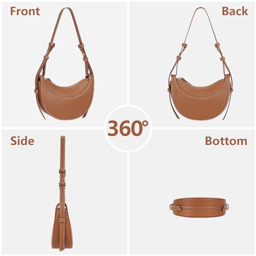 Juoxeepy Faux Leather Saddle Bag for Women Shoulder Bag Crescent Purse Trendy Crossbody Purse Hobo Handbag - Image 4