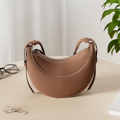 Juoxeepy Faux Leather Saddle Bag for Women Shoulder Bag Crescent Purse Trendy Crossbody Purse Hobo Handbag - Image 2