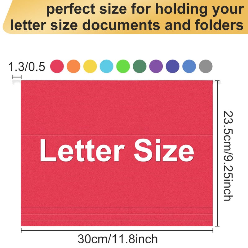 YOPCDJ Hanging File Folders, 30 Pack Letter Size Hanging File folders with Tabs, Stay Organized for Your Home and Office Bulk File, Documents and Paper, 10 Colors - Image 2