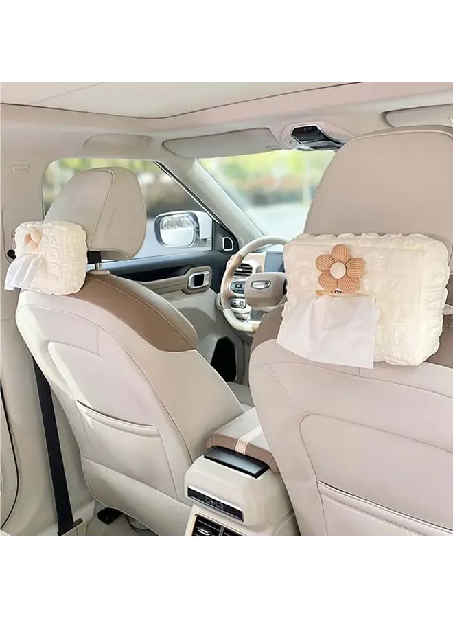 Brown Flower Car Tissue Box Holder Over The Door Window Mount Hands Free Dashboard Visor No Installation Portable - Image 3
