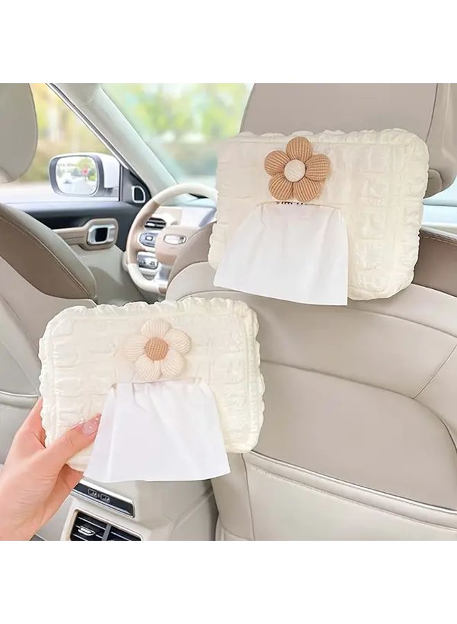 Brown Flower Car Tissue Box Holder Over The Door Window Mount Hands Free Dashboard Visor No Installation Portable - Image 5