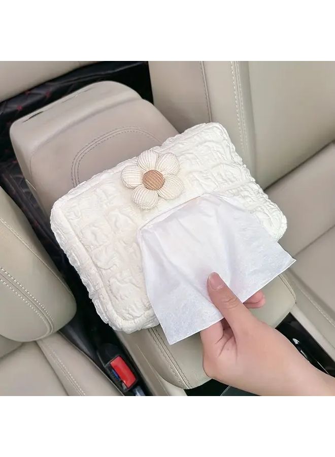 Brown Flower Car Tissue Box Holder Over The Door Window Mount Hands Free Dashboard Visor No Installation Portable - Image 4