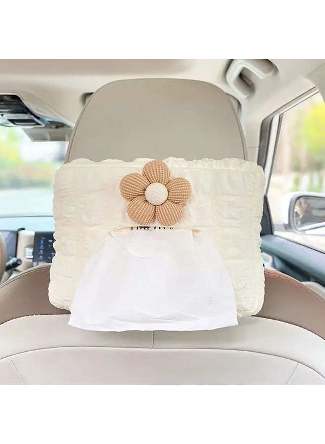 Brown Flower Car Tissue Box Holder Over The Door Window Mount Hands Free Dashboard Visor No Installation Portable - Image 1