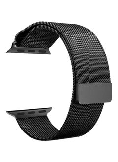 Stainless Steel Milanese Loop Band For Apple Watch Series 5/6/7 42/44/45mm Black