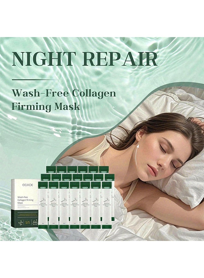 إيلهو غسول - قناع شد الكولاجين الخالي من الكولاجين ، قناع النوم لشد الكولاجين الكوري - خال من الغسول ، تفتيح البشرة ، مرطب للعناية بالوجه ، غني بفيتامين سي وحمض الهيالورونيك ، مناسب لجميع أنواع البشرة - 20 عبوة - Image 3