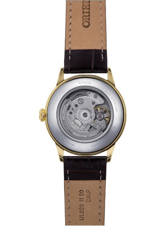 ORIENT Men Bambino Version 7 Automatic Men's Watch RA-AC0M01S30B – White Dial, Leather Strap, Domed Crystal, 38mm Case - Image 4