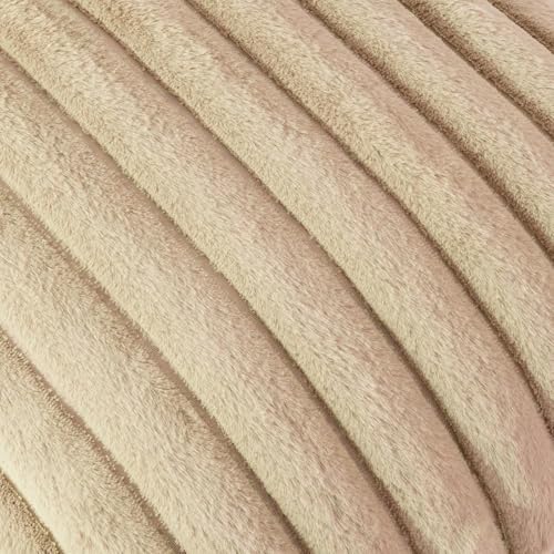 AEROHAVEN™ Premium Faux Rabbit Fur Plush Luxury Soft Fluffy Striped Decorative Throw Pillow/Cushion Covers for Sofa, Couch, Living Room - CC283 - (2, Khaki, 18 x 18 Inch) - Image 5