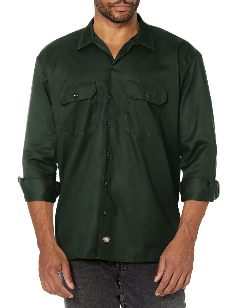 Dickies Men's Long Sleeve Work Shirt, Hunter Green, X-Large - Image 1