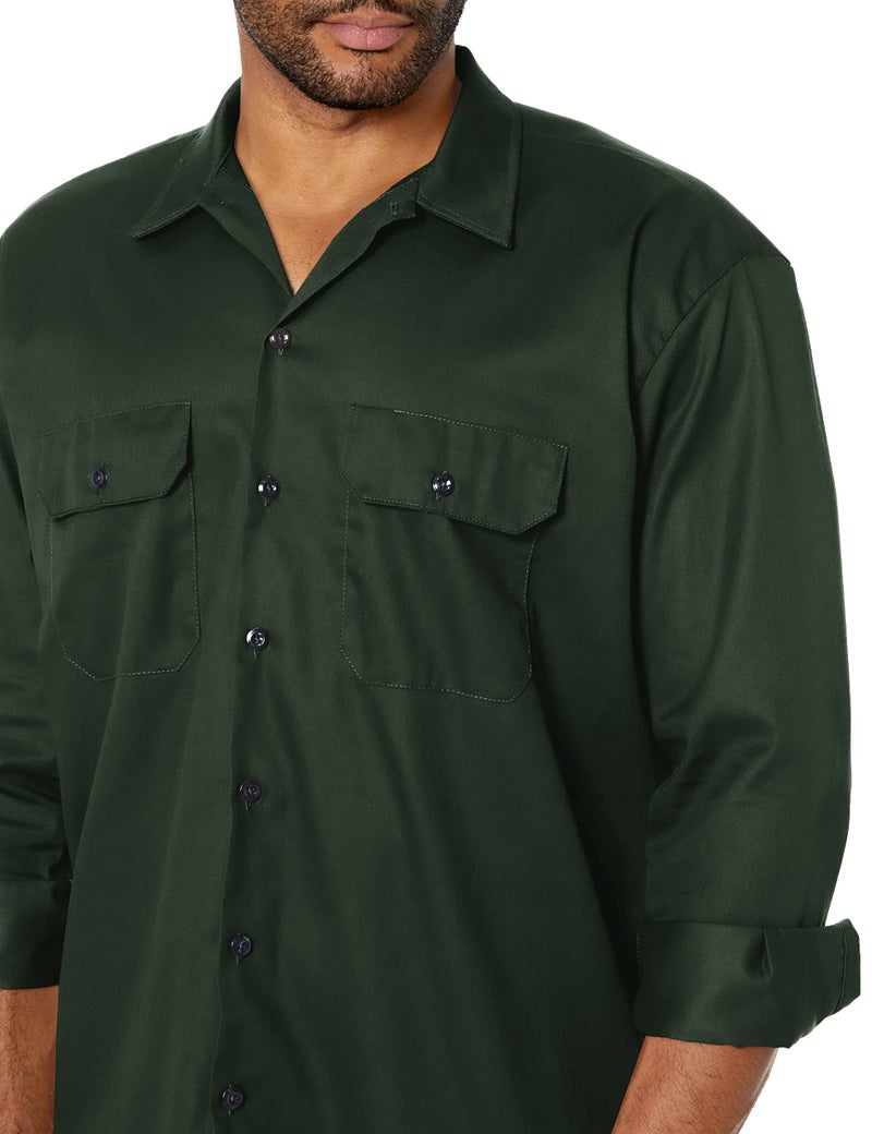Dickies Men's Long Sleeve Work Shirt, Hunter Green, X-Large - Image 3