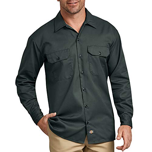 Dickies Men's Long Sleeve Work Shirt, Hunter Green, X-Large - Image 4
