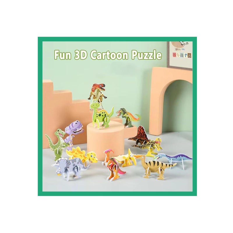 SOLARAE 4 Set Educational 3D Cartoon Puzzle, 3D Cartoon Puzzles, Animals, dinosaurs, airplanes, insects 3D puzzles, Good Gifts for Boys & Girls - Image 3