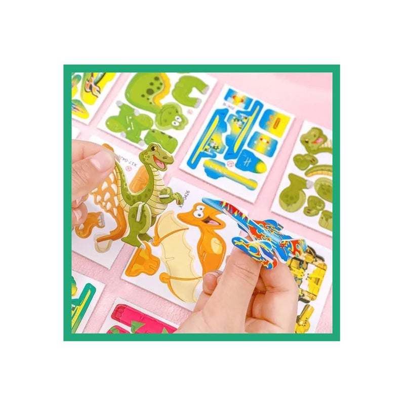SOLARAE 4 Set Educational 3D Cartoon Puzzle, 3D Cartoon Puzzles, Animals, dinosaurs, airplanes, insects 3D puzzles, Good Gifts for Boys & Girls - Image 5
