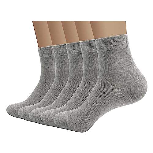 SERISIMPLE Viscose Bamboo Men's Breathable Quarter Thin Ankle High Socks - Comfort Cool Soft 5 Pairs (Large, Grey) - Image 1