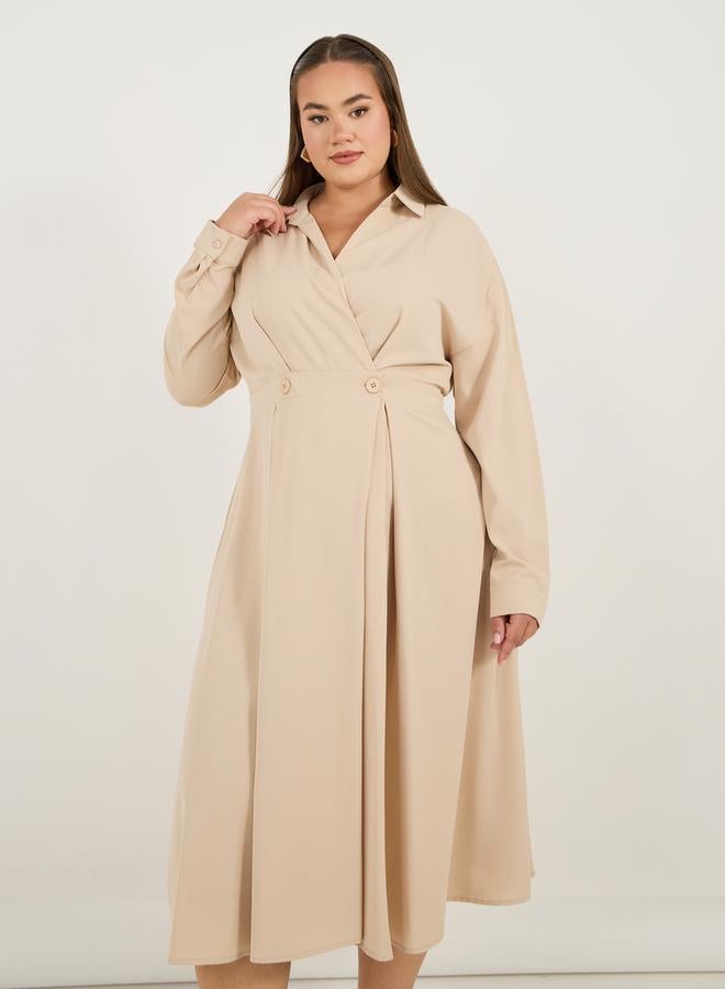 Styli Pleated Shirtwaist Dress  - Image 4