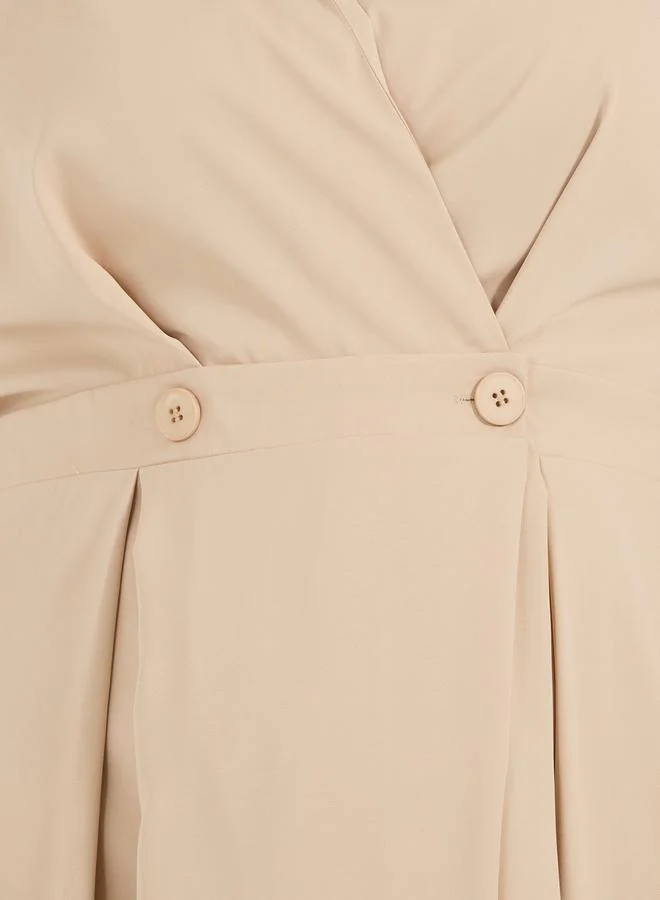 Styli Pleated Shirtwaist Dress