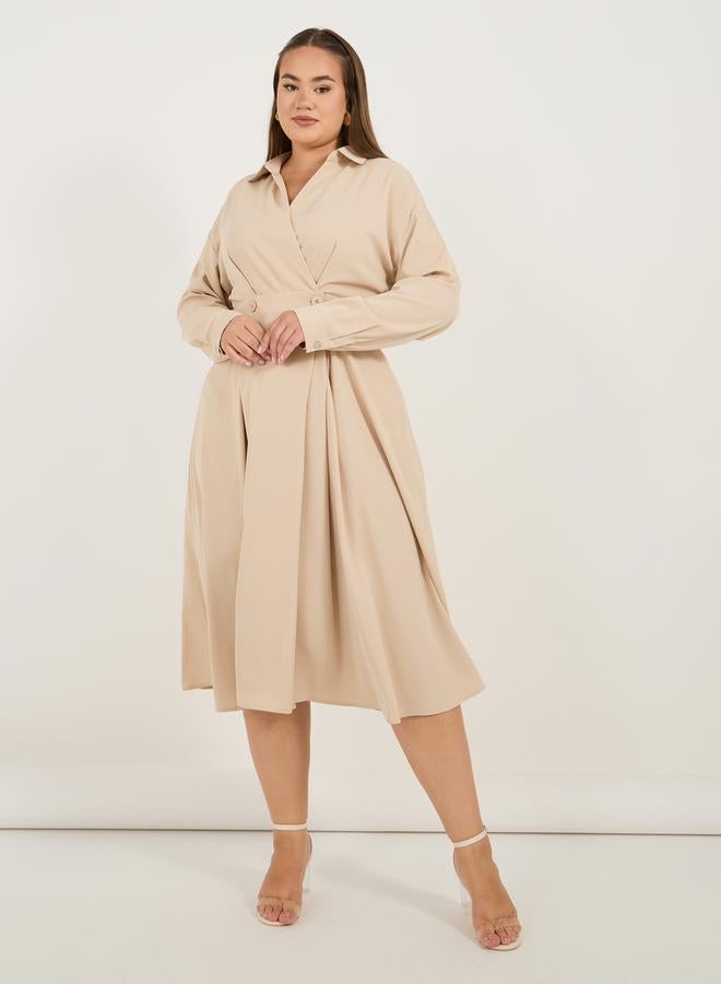 Styli Pleated Shirtwaist Dress  - Image 3