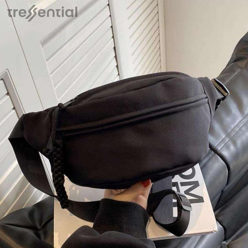 Tressential UrbanStash Waist Bag for Men Women | Cross Body Fanny Pack Sling Bag for Hiking, Travel, Camping, Outdoor Sports, Cycling | Money Belt with Adjustable Strap (Black) - Image 5