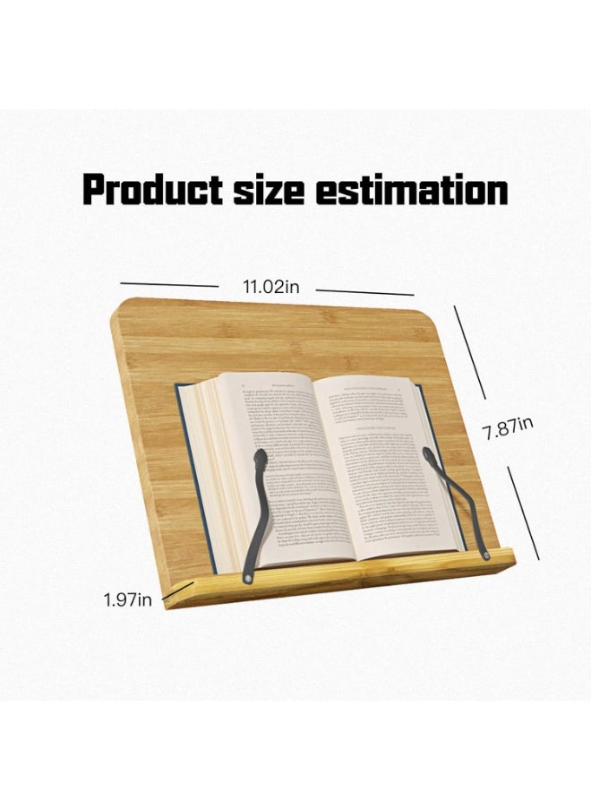 KCDMBUE Adjustable Wooden Book Stand, 11x7.8 Inches Foldable Reading Holder with 8 Height Settings & Page Clips, Portable Book Holder for Textbooks, Music Sheets, Laptops, Cookbooks  - Image 5