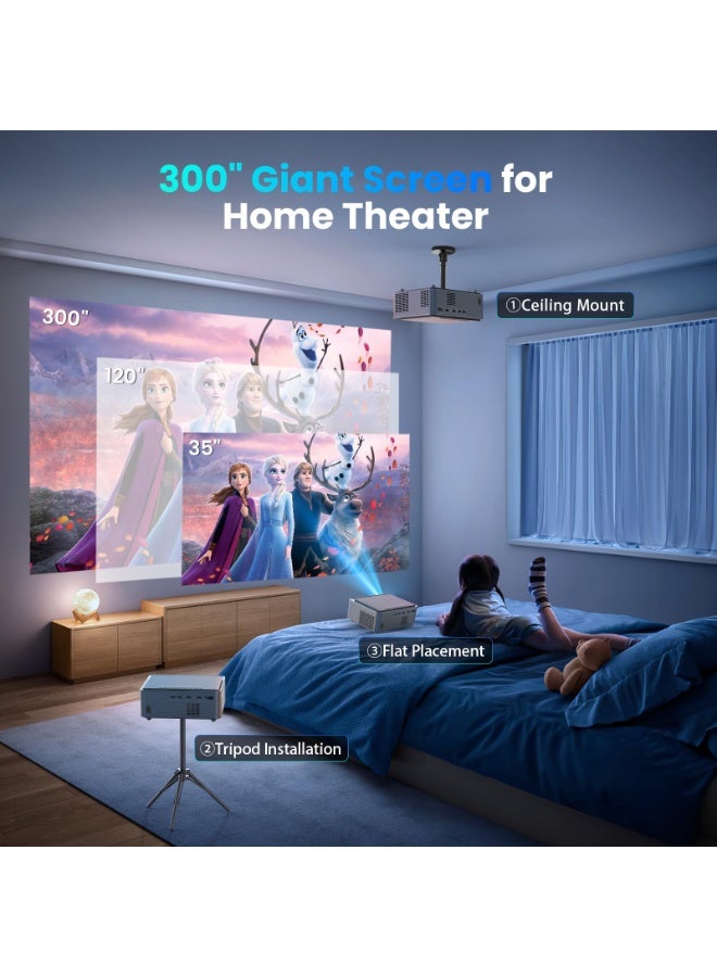 FINTEX P1 Ultra Projector 1080P HD 1000ANSI 20000Lumen Projector,8K Supported Portable Movie Projector-300” Display,Built-in Speaker, Auto Keystone,Auto Focus,Compatible with Smartphone,Tablet,Laptop,HDMI,USB-Ideal for Outdoor , Home Theater - Image 5