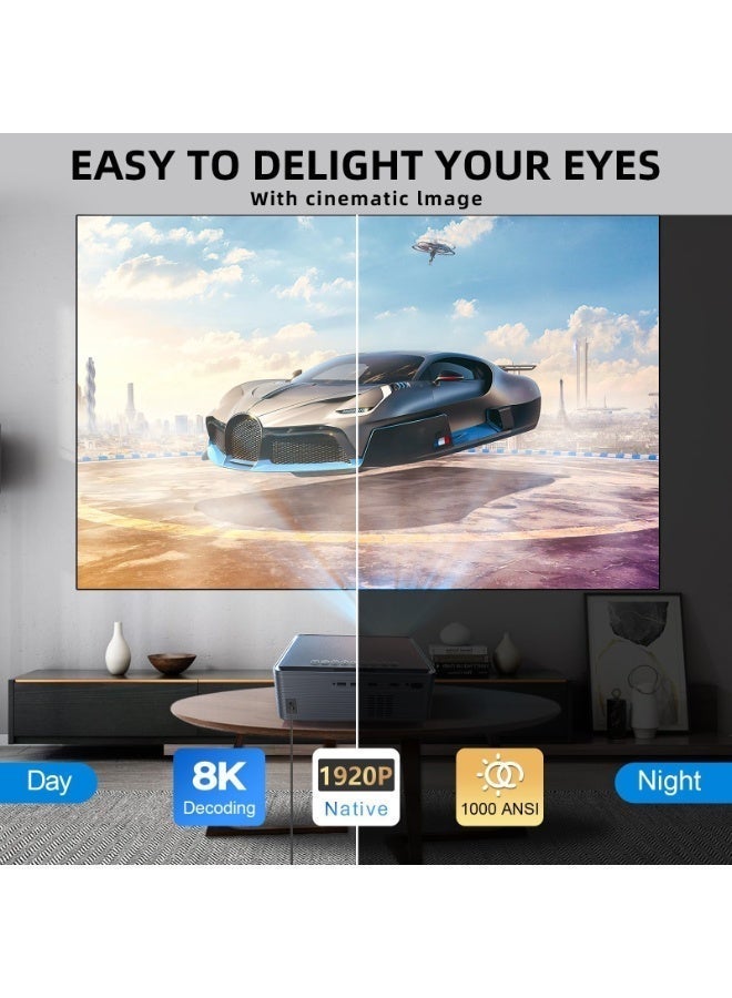 FINTEX P1 Ultra Projector 1080P HD 1000ANSI 20000Lumen Projector,8K Supported Portable Movie Projector-300” Display,Built-in Speaker, Auto Keystone,Auto Focus,Compatible with Smartphone,Tablet,Laptop,HDMI,USB-Ideal for Outdoor , Home Theater - Image 4