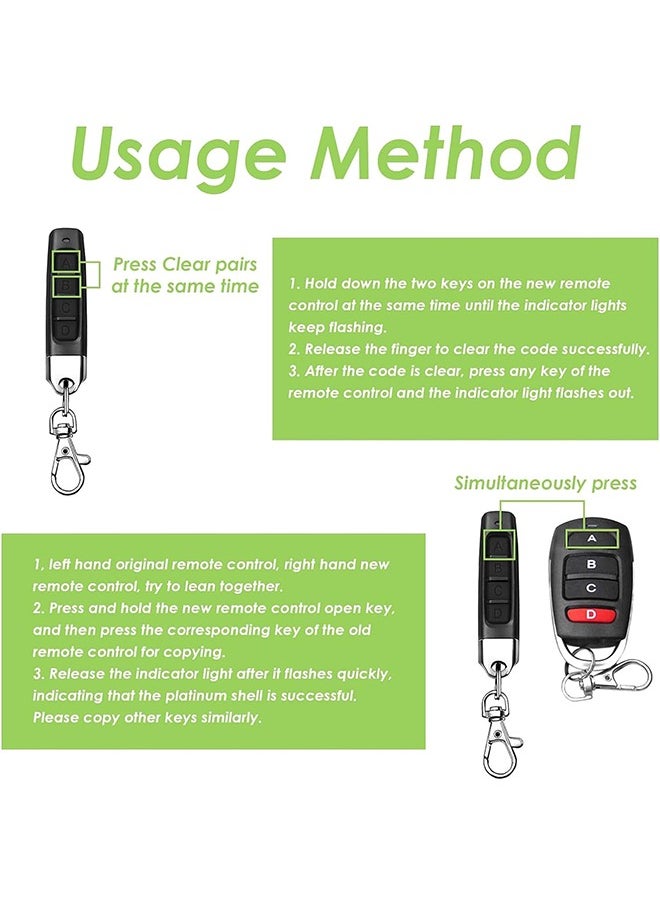Generic - 433 Copy Remote Controller Universal Garage Door Wireless Cloning Key Fob Duplicator Electric Opener Durable Electric Opener Remote Universal Remote Control Wireless Key Fob Electric Gate Black/Silver - Image 1