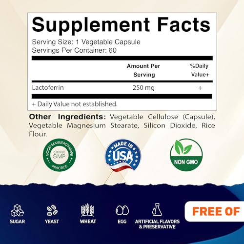 Vitamatic Lactoferrin 250mg – 60 Vegetable Capsules Promotes Healthy Immune Function* - Image 2