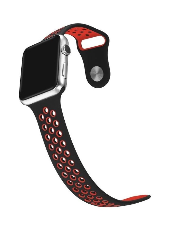 BGM Replacement Watchband for Apple Watch Series 1/2/3/4/5/6/SE 44mm/42mm Black/Red - Image 2
