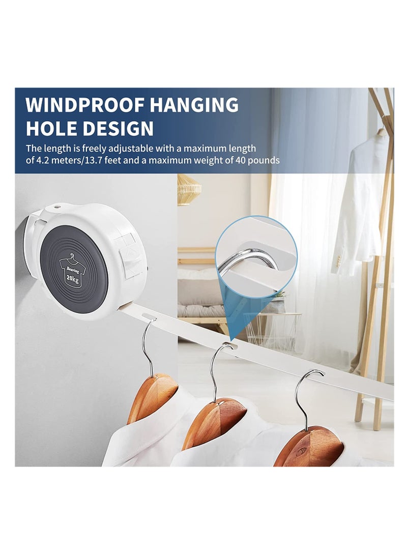Excefore Retractable Clothesline Adjustable Wall Mounted Clothing Line hanging hole design anti-slip Indoor Home Dormitories Laundry Hotels Travel Outdoor  - Image 4